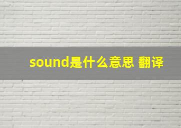 sound是什么意思 翻译